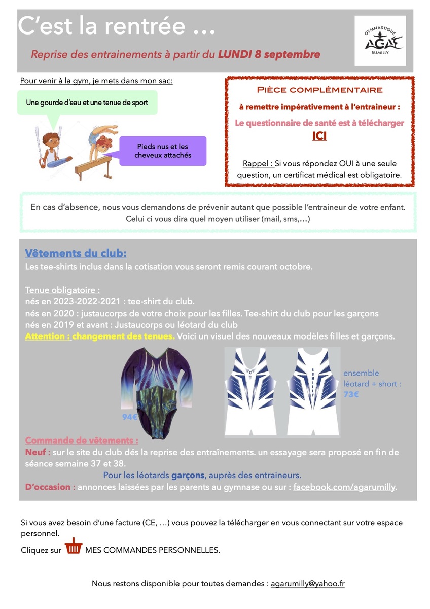 INFOS de Rentrée